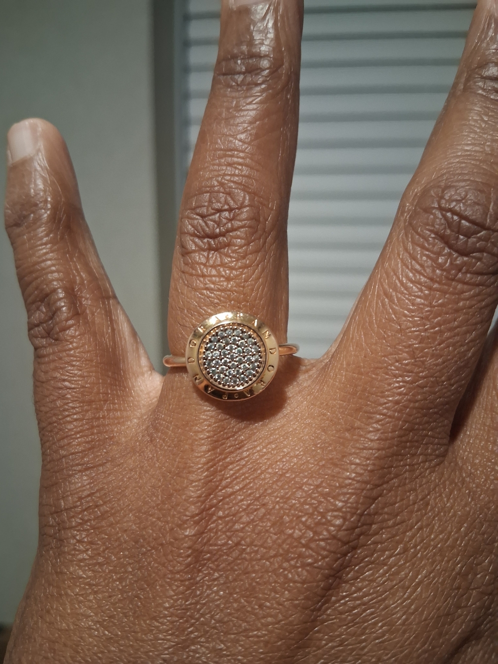 Pandora Rose Gold Tone Pavé Circle Ring with Clear Stones